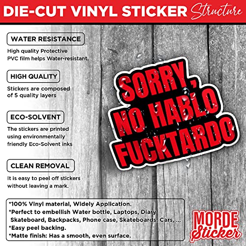 Sorry No Hablo Fucktardo Sticker Funny Offensive Saying Sarcastic Cars Die-Cut Waterproof Vinyl Sticker For Laptop Water Bottle Phone Case Cars Merchandise Decor Decal Stuff Gift Idea For Her Him Adults Kid (Sorry No Hablo Fuctardo V2) #TOP2