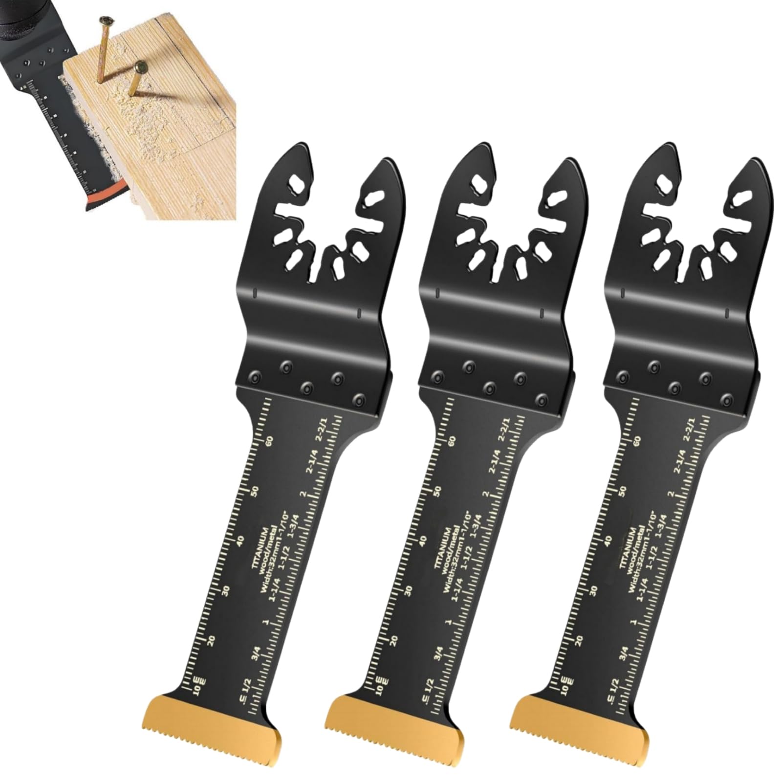– 3 Pack Titanium Multi Tool Blades,70mm Long Multi Tool Blade,Titanium Oscillating Saw Blades,Quick Release Multitool Accessories,for Cutting Metal Nails Screws Wood and Plastic,Save Time & Effort