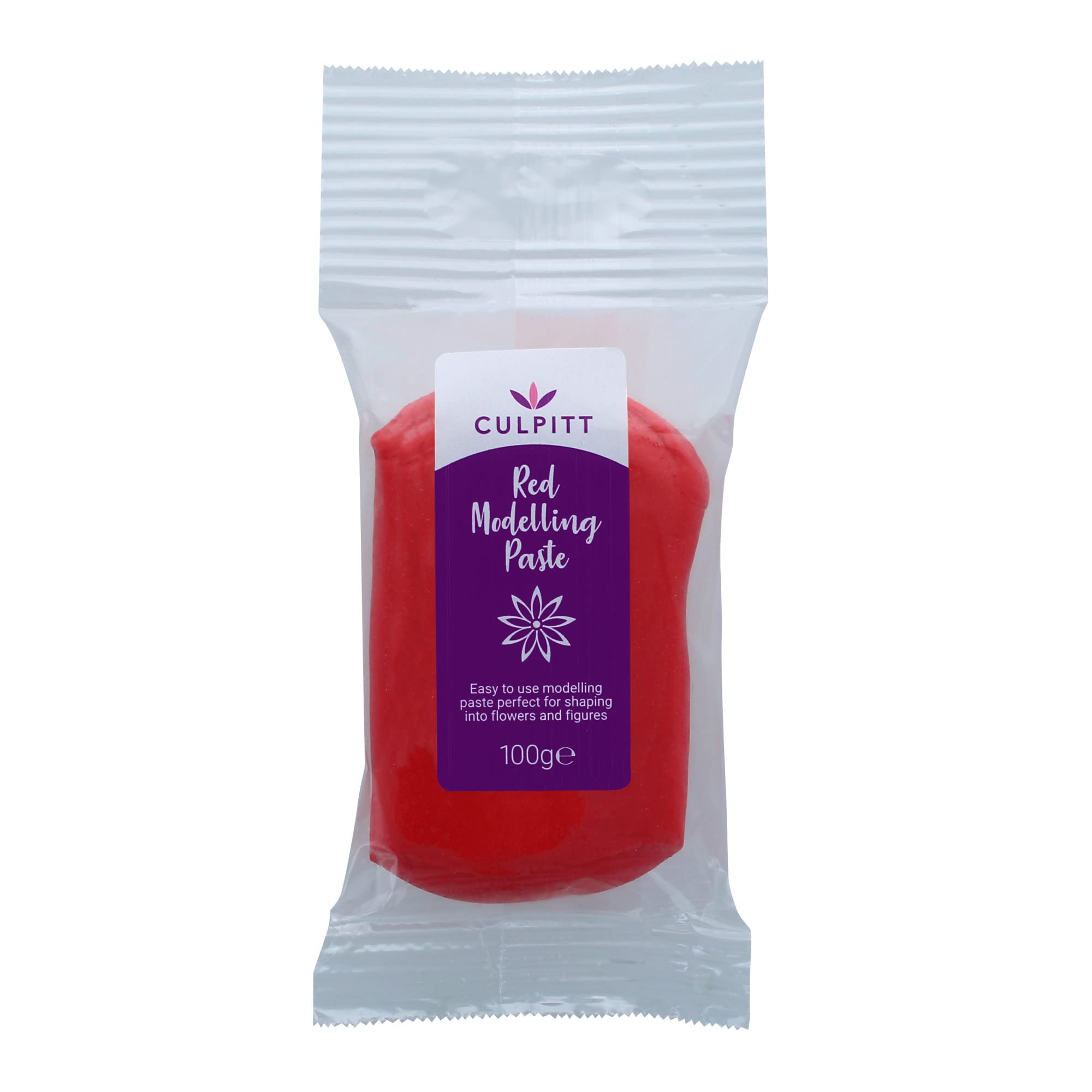 Culpitt Modelling Paste, Red, Sugarpaste, Gumpaste For Cake Decorating, Flowers, Animals, Figures, Models - Sets Hard, 100g
