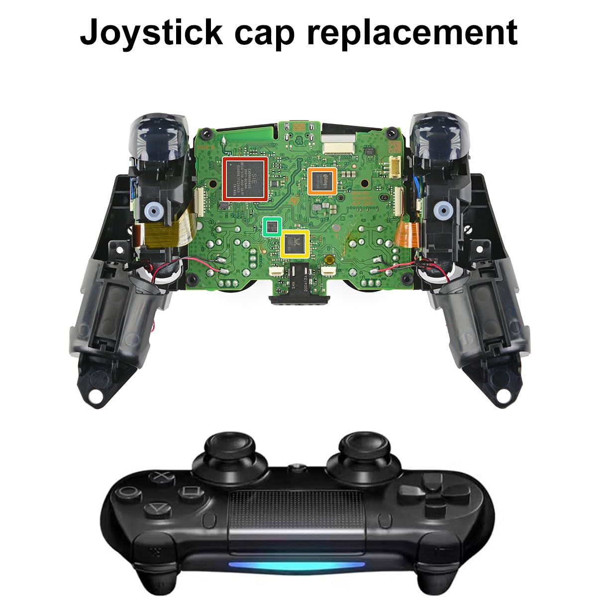 Manettes Analogiques, Stick Analogique de Remplacement, 2 Paires 3D Stick Analogique, Bâton Analogique de Poignée de Manette, Bâton Analogique pour Ps4, Thumbsticks Equipé d'un Tournevis