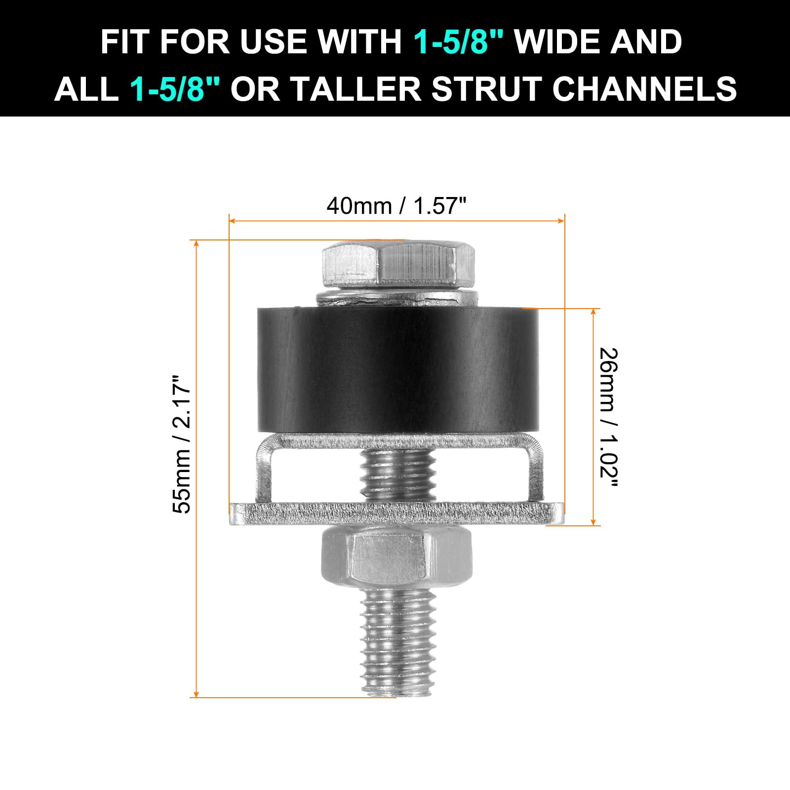 QUARKZMAN 2pz Carrello Rulli Ruote Limite Stabile Carrello Montaggio Posizionamento Carrello Tappo per 1-5/8" Ampio e Tutti 1-5/8" o Più Alto Montante Canale