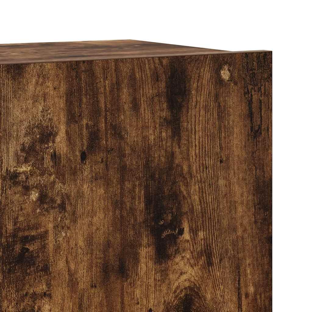4-TLG. TV-Schrank-Set Räuchereiche Holzwerkstoff, Modernes Media-Center für Wohnzimmer, Wandmontage, Viel Stauraum, Langlebig