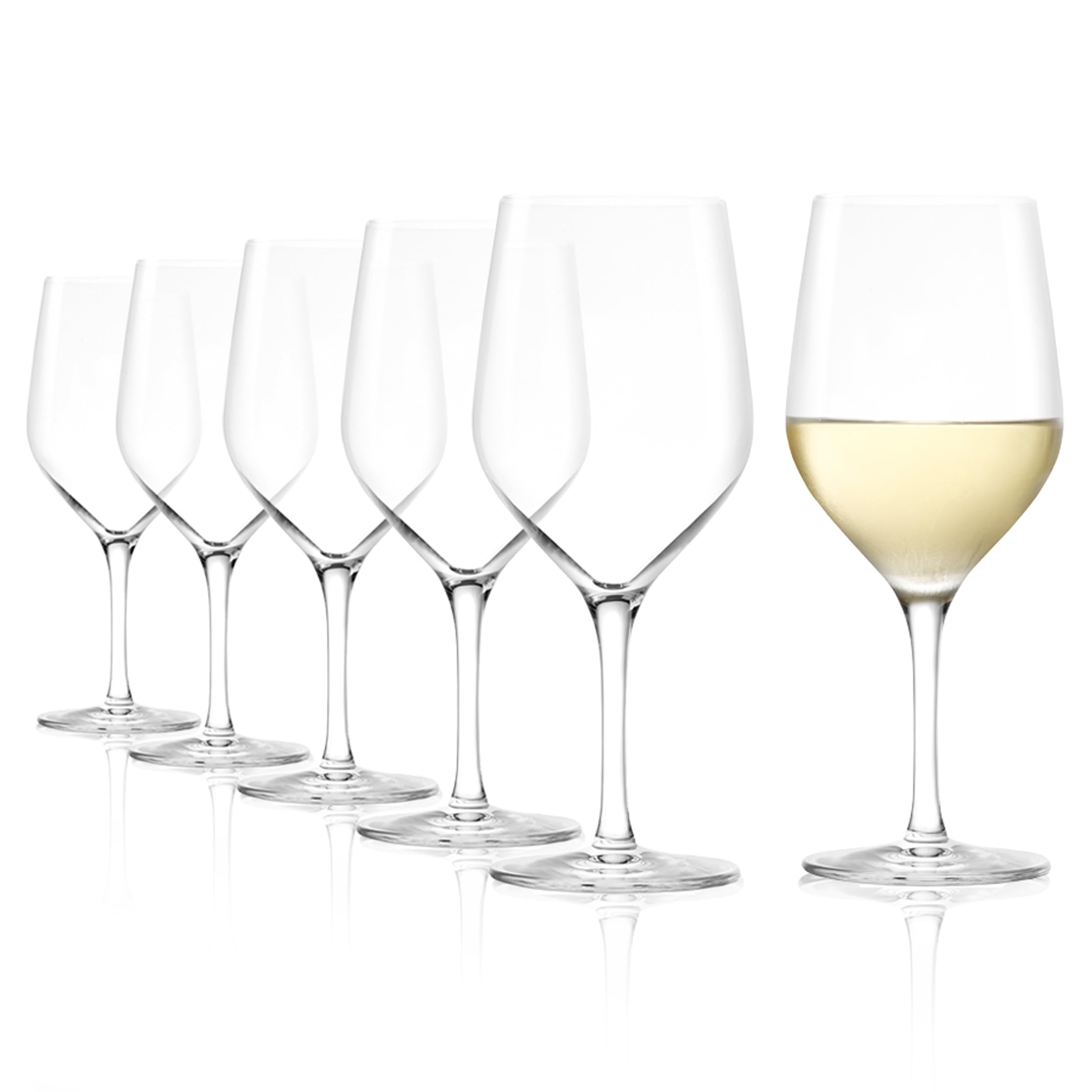 Stölzle Lausitz Weißweingläser Ultra 6er-Set 305 ml – Weingläser ideal für leichte Weißweine & Rotweine – Edler Weißweinkelch mit kurzem Stiel – Spülmaschinengeeignet & Stoßfest, Made in Germany