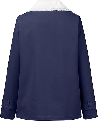 Miniatura 5 de Ceboyel Abrigos de invierno para mujer, chaqueta de forro polar cálido a la moda, chaqueta con forro de sherpa, cuello alto, chaquetas para