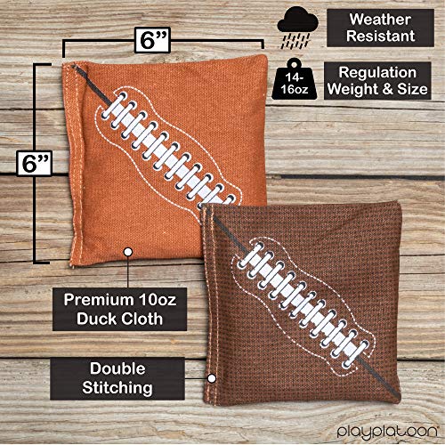 Play Platoon Weather Resistant Cornhole Bags - Set Of 8 Regulation Corn Hole Bean Bags - Dark Brown & Light Brown - Durable Duck Cloth Corn Hole Bags For Tossing Game, Includes Tote Bag #TOP1