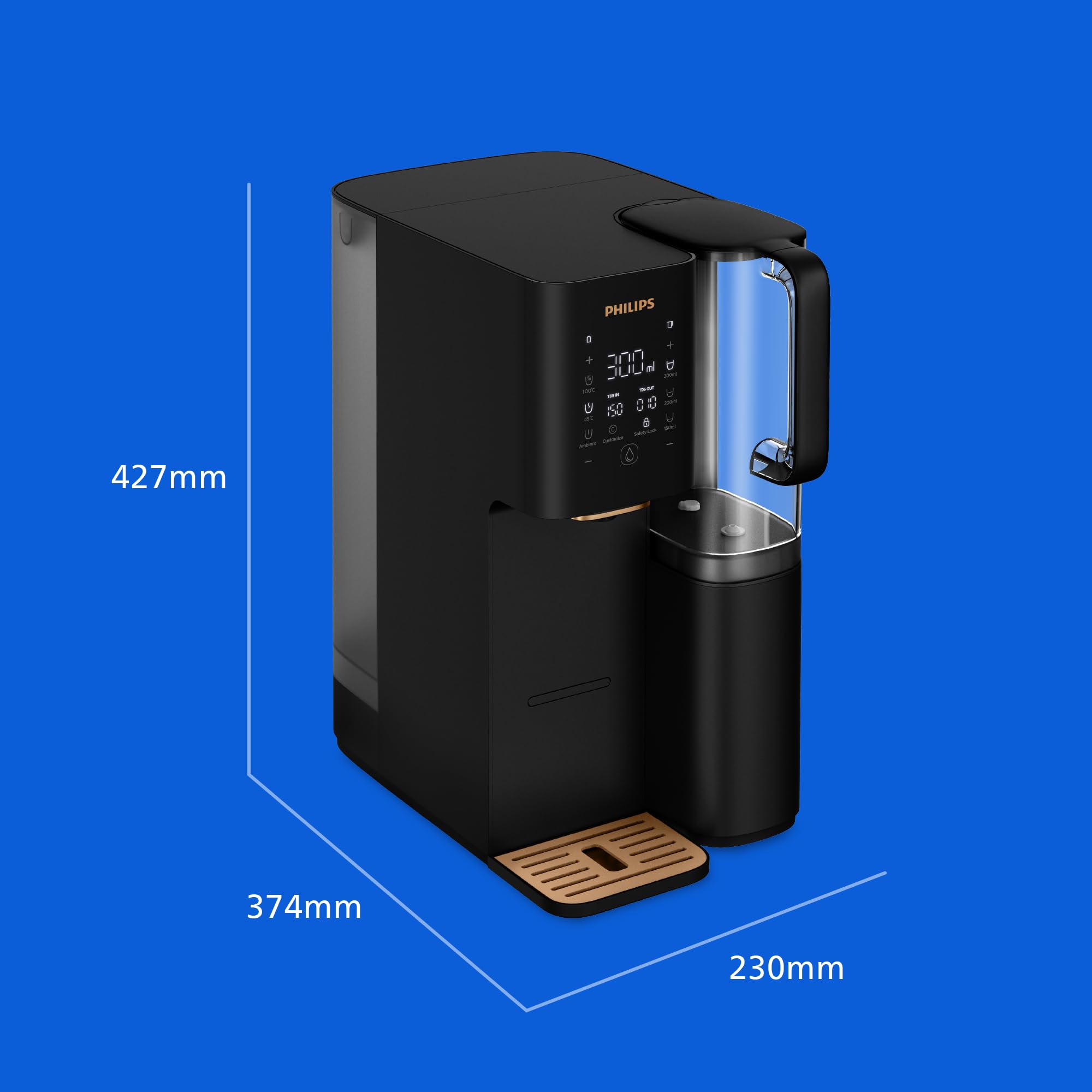 Philips Distributeur d’eau à osmose inverse 7000: Eau chaude/froide filtrée en secondes, minéraux préservés, filtration RO 6-en-1, >110 contaminants réduits, ratio 3:1, UV-C, sans installation, 2000 L