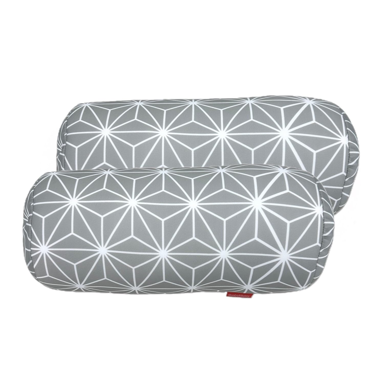 Bookishbunny 2pcs Micro Bead Roll Pillow Cushion for Bed Back Neck Head Body Support, 13" x 7", Various Designs (FireworkGray)