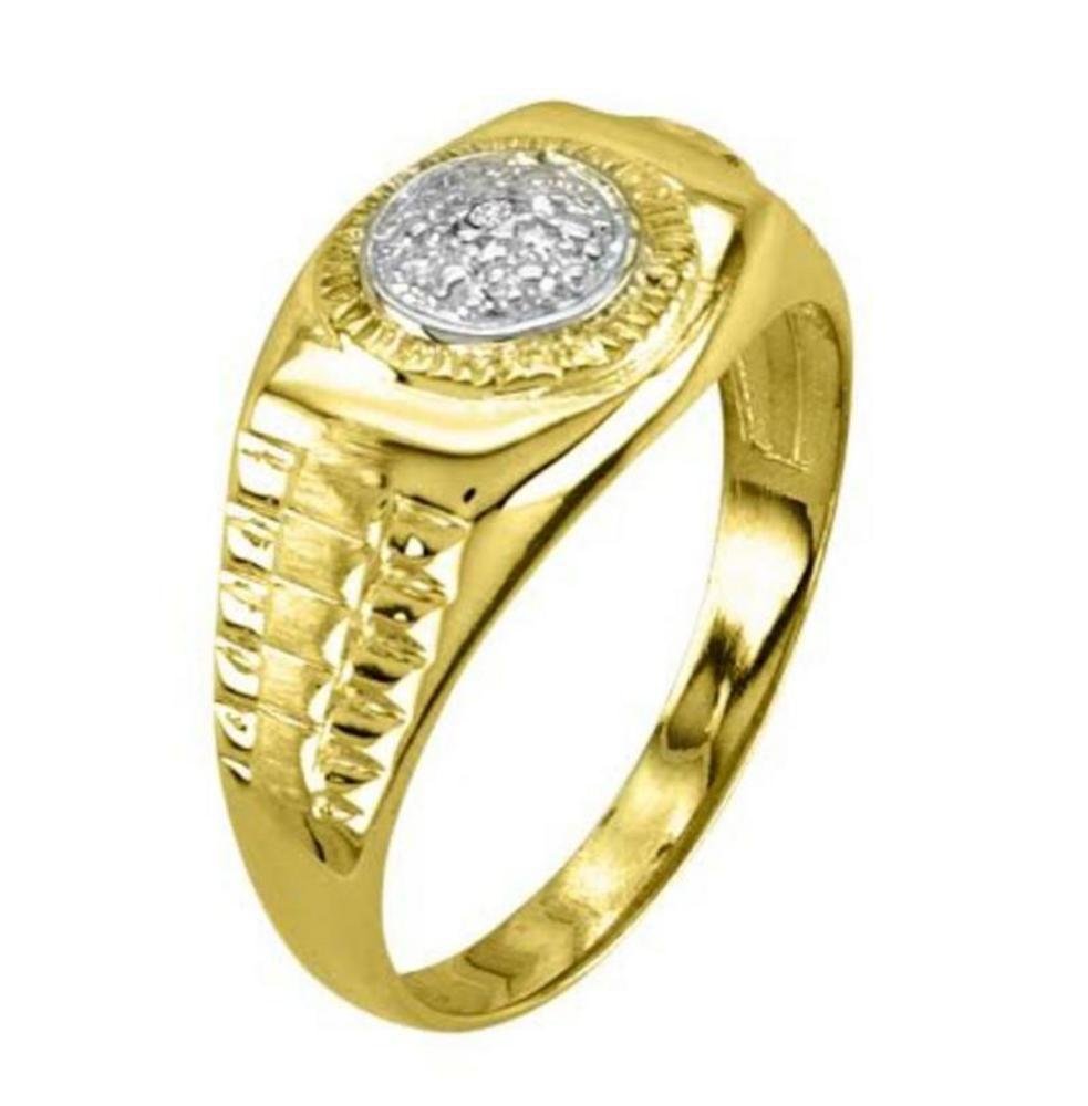 Mens Diamond Lucky Pinky anillo plata de ley chapado en oro o plata