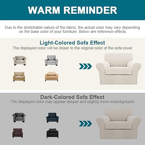 Miniatura 6 de Turquoize - Fundas de sillas de 2 piezas, fundas de sofá, funda de sillón con reposabrazos, protector lavable para sillas, tela jacquard gruesa