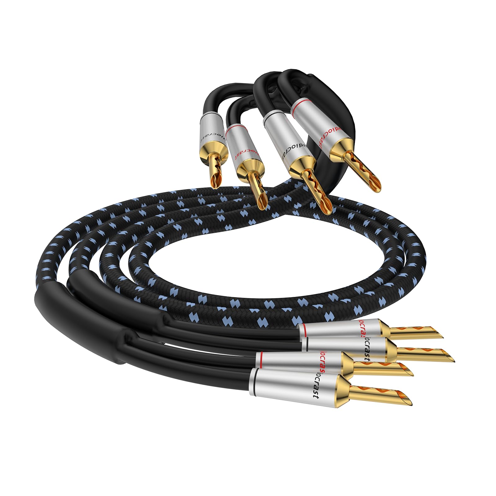Tertullus 1 paio di cavi per altoparlanti OFC di alta qualità, placcati argento, con spina a banana, cavo per altoparlante HiFi, per home theater, amplificatore, sistema HiFi, connettore a banana, 3 m