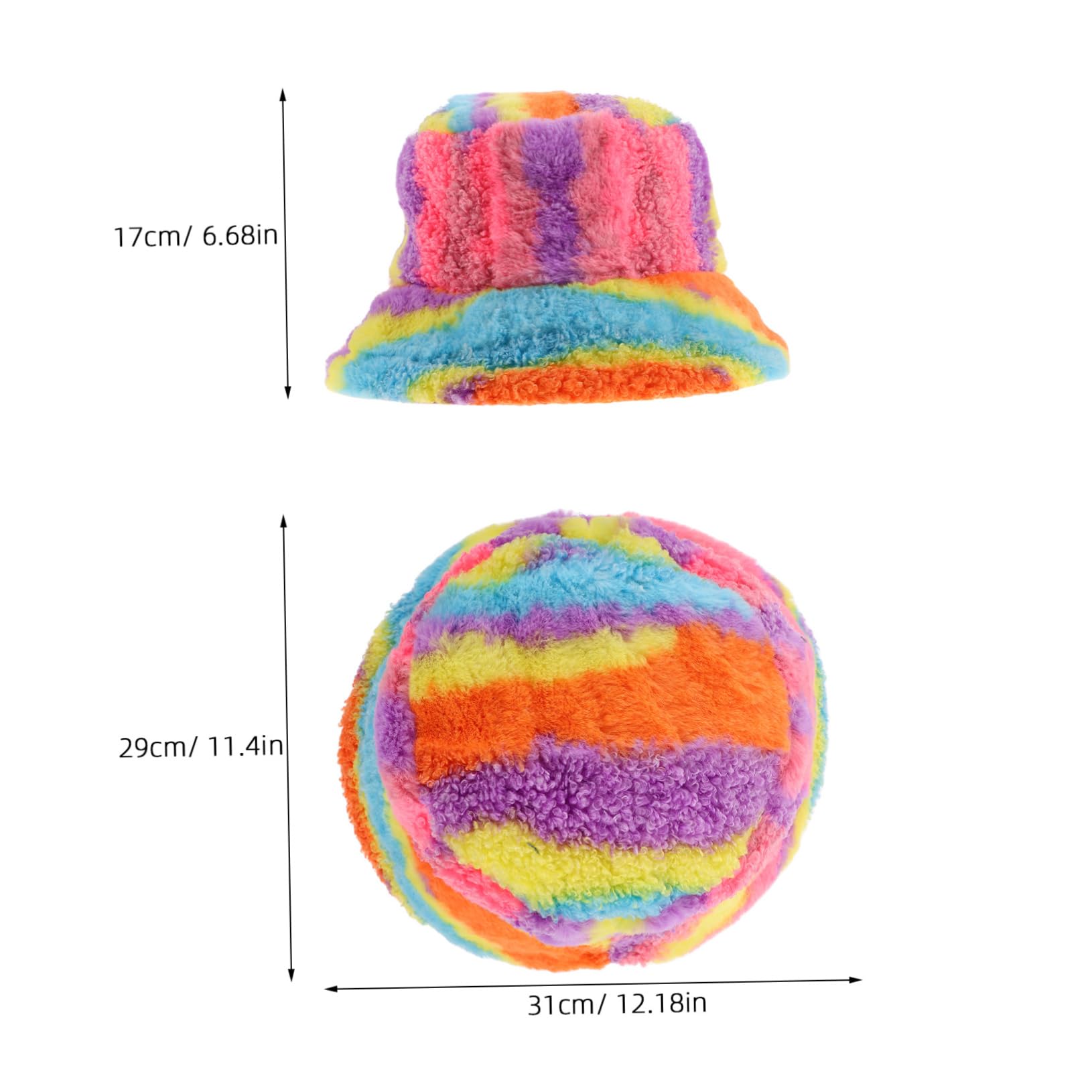Didiseaon Rainbow Bucket Hat for Women Plush and Fuzzy Cap for Fall/Retro Fisherman Hat for Outdoor