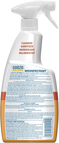 Miniatura 2 de Gonzo - Spray desinfectante y limpiador multiusos, 24 onzas (paquete de 2) cítricos, eliminador de olores, desinfectante, restauración de daños por