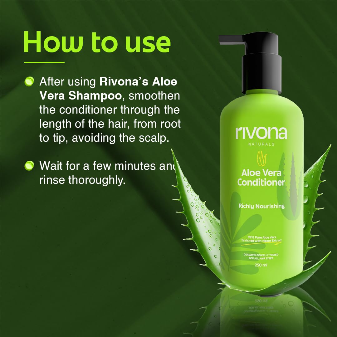 RIVONA NaturalS Aloe Vera Conditioner | + Neem |Anti Frizz And Smoothening | For Men & Women | All Hair Types | 250 Ml, 1 Count 3