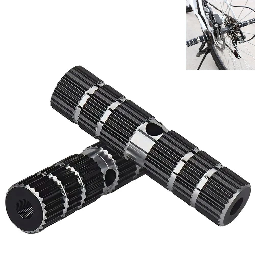 2 Pack Bike Pegs Bicycle Rear Pedals Footrest Aluminum Anti-Slip Feet Rest Mount Stands Foot Peg for BMX Mountain Bike Kids Rear Seat Cycling Fit 9MM 3/8 Inch Axis