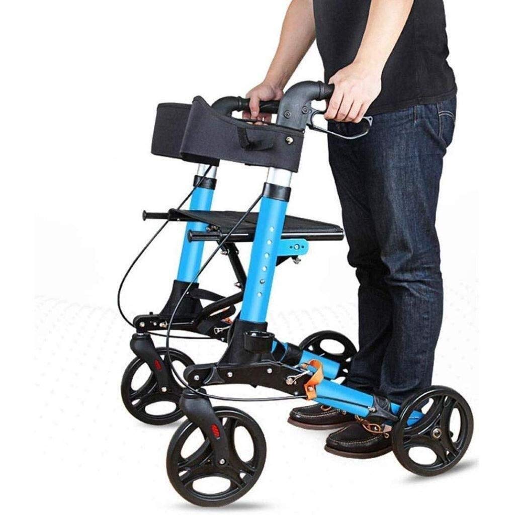 UWYTGF Walker for Seniors Rollator Wheeled Walking Frame with Brakes and Seat,Aluminum Alloy Folding Walker Four-Wheeled Scooter Wheelchair Elderly Shopping Cart Elderly C