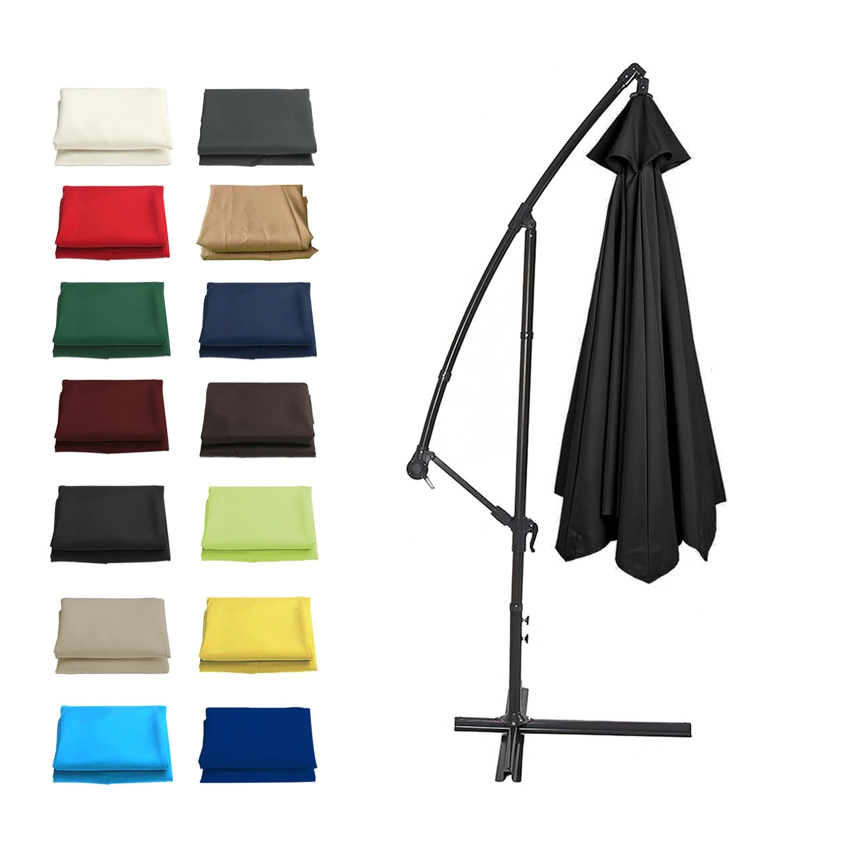 GZDXBF 6 Ribs / 8 Ribs Umbrella Fabric Canopy Cover, 200/270/300cm Patio Umbrella Replacement Cloth Canopy, Easy To Install/Washable/Breathable(Color:Black,Size:6 ribs: 3m/9.8ft)