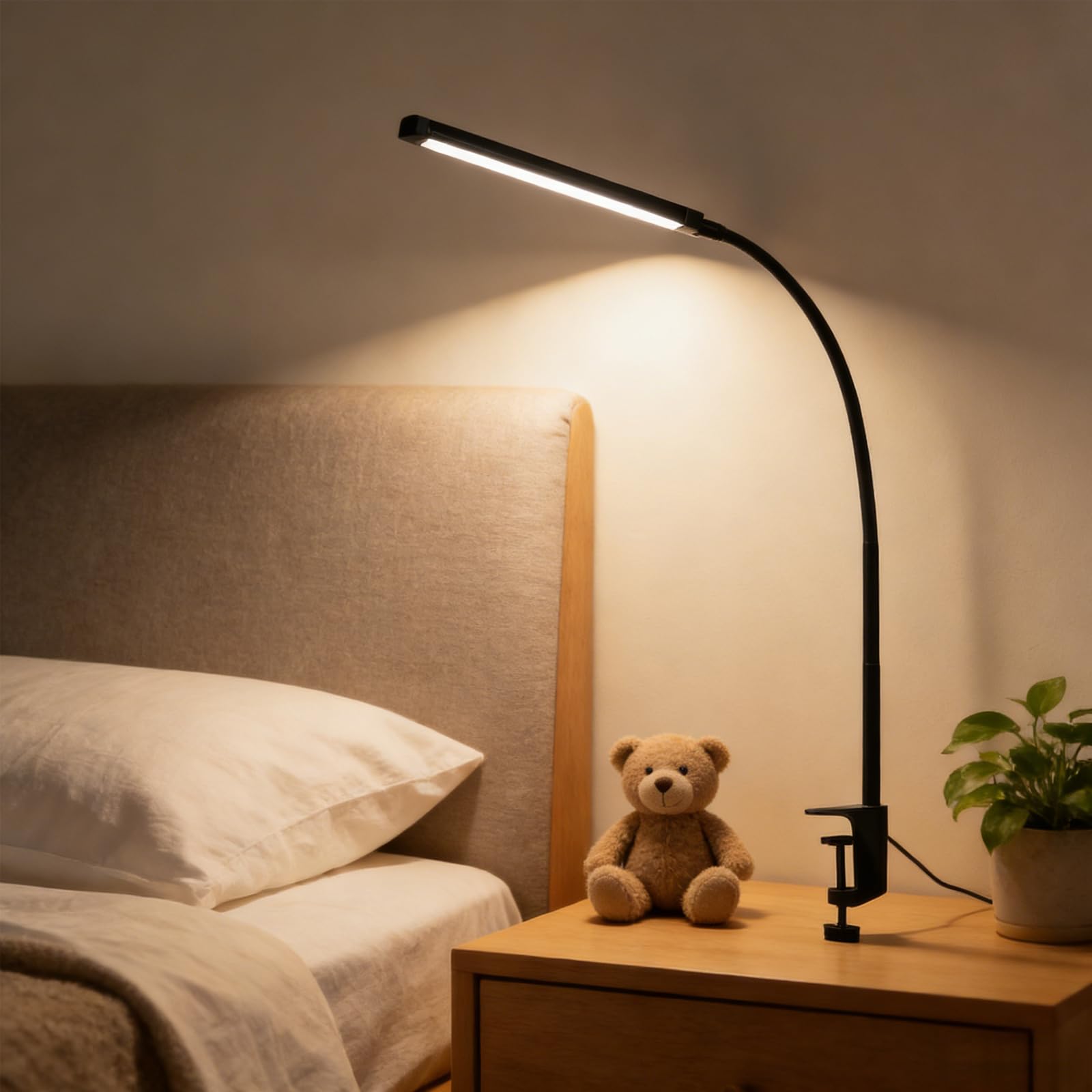 Desk Lamp Clamp, Led Eye-Caring Table Lamp, 10 Brightness Le