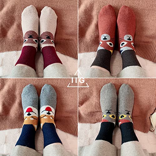 Image of IIG Cute Warm Wool Socks for Women Super Cozy Thick Crew Winter Socks Gifts, 5 Pairs