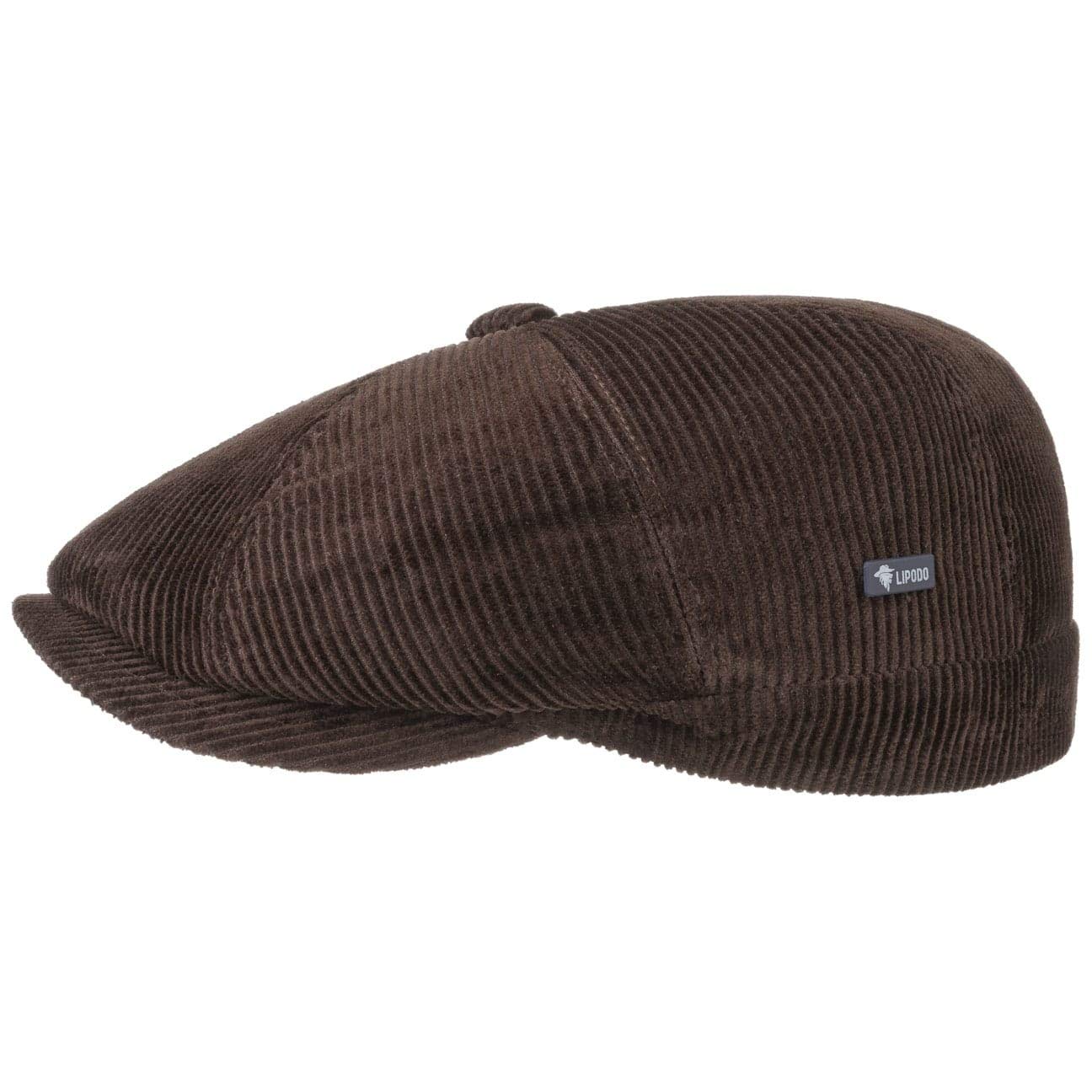 Lipodo 8-Panel Cord Flat Cap Italian-Made Ivy Cap Plain Color Peaked Cap Men Fall Winter Regular-Fit Lined