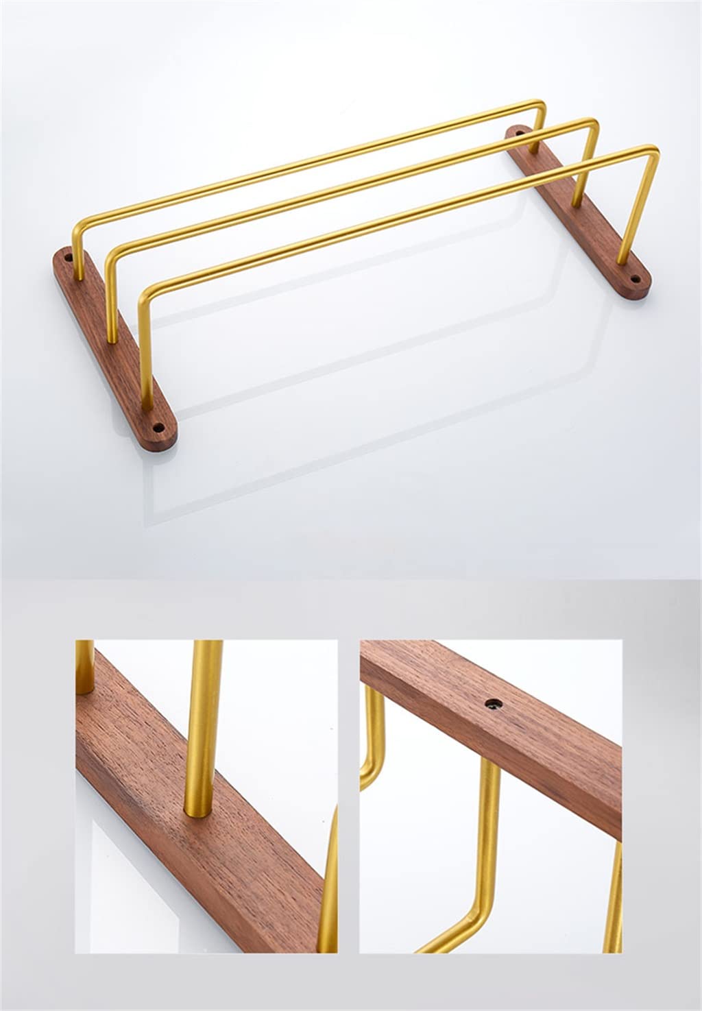 Portasciugamani da Bagno in Alluminio da Parete 30/40/50 Cm Portasciugamani in Legno Accessori da Bagno (A 30CM)