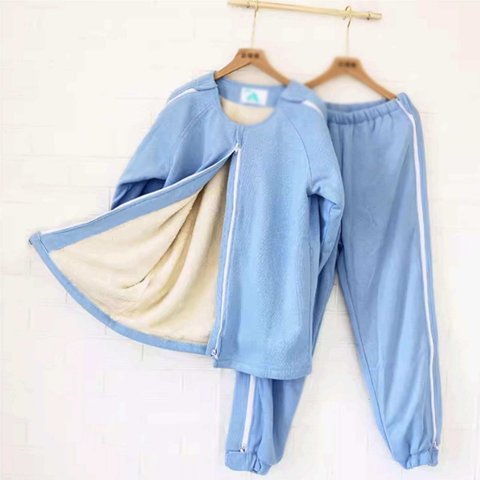 Pijamas sin espalda for ancianos postrados en cama, ropa de rehabilitación for pacientes invierno engrosada, conveniente for el cuidado Exfoliantes Suaves(Large)