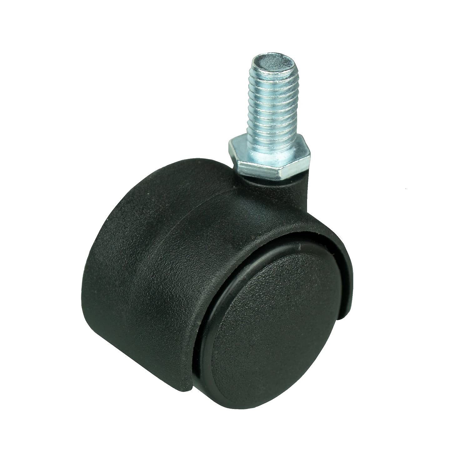 HRB Set van 4 stuks zwenkwielen en schroefstang M 8, kleine meubelwielen met max. draagkracht 80 kg/set, draaibare wielen voor meubels met wieldiameter van 29 mm, transportwielen van kunststof