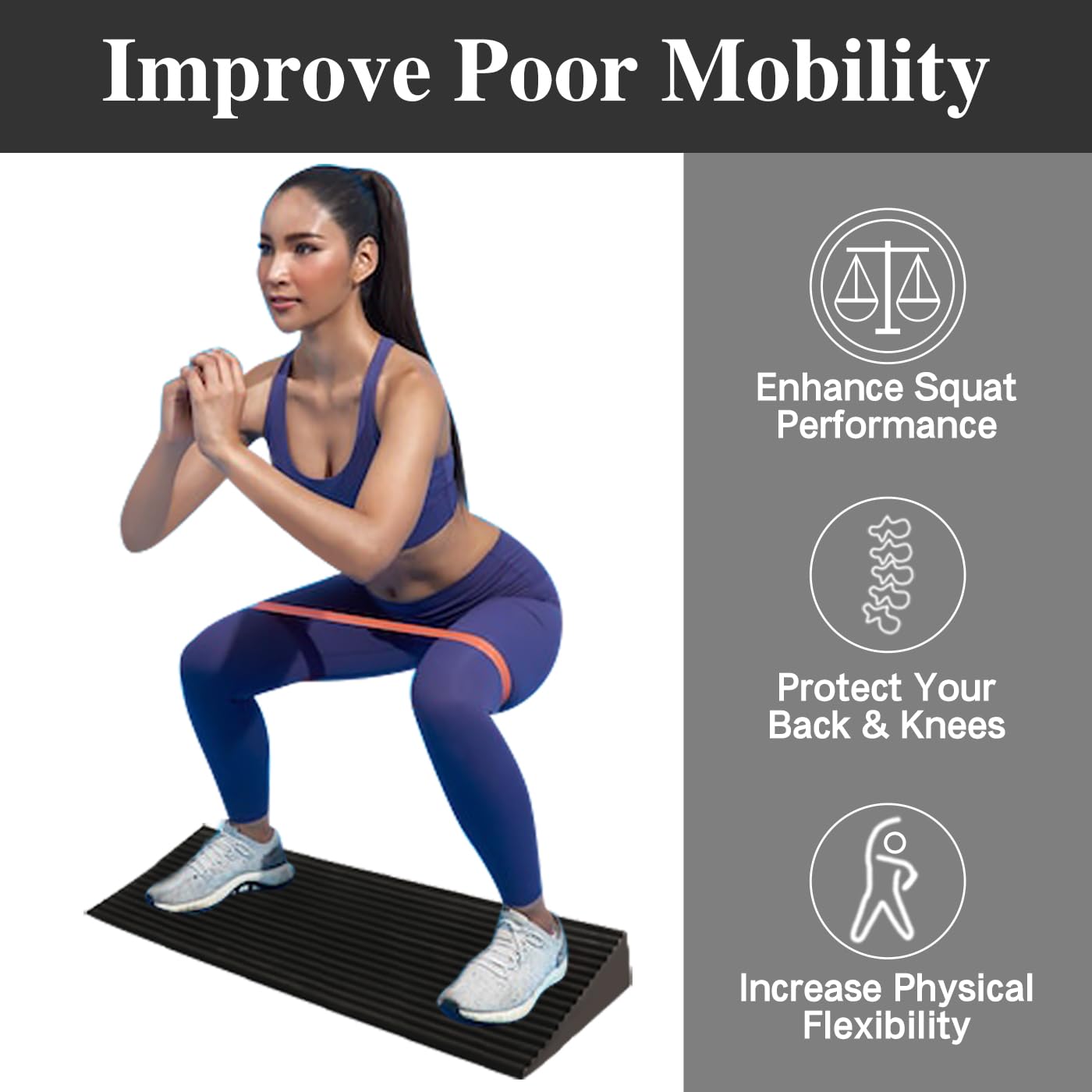 UKIA Large Slant Board Squat Wedge - Heel Elevated Squat Platform for Weightlifting & Mobility Improvement