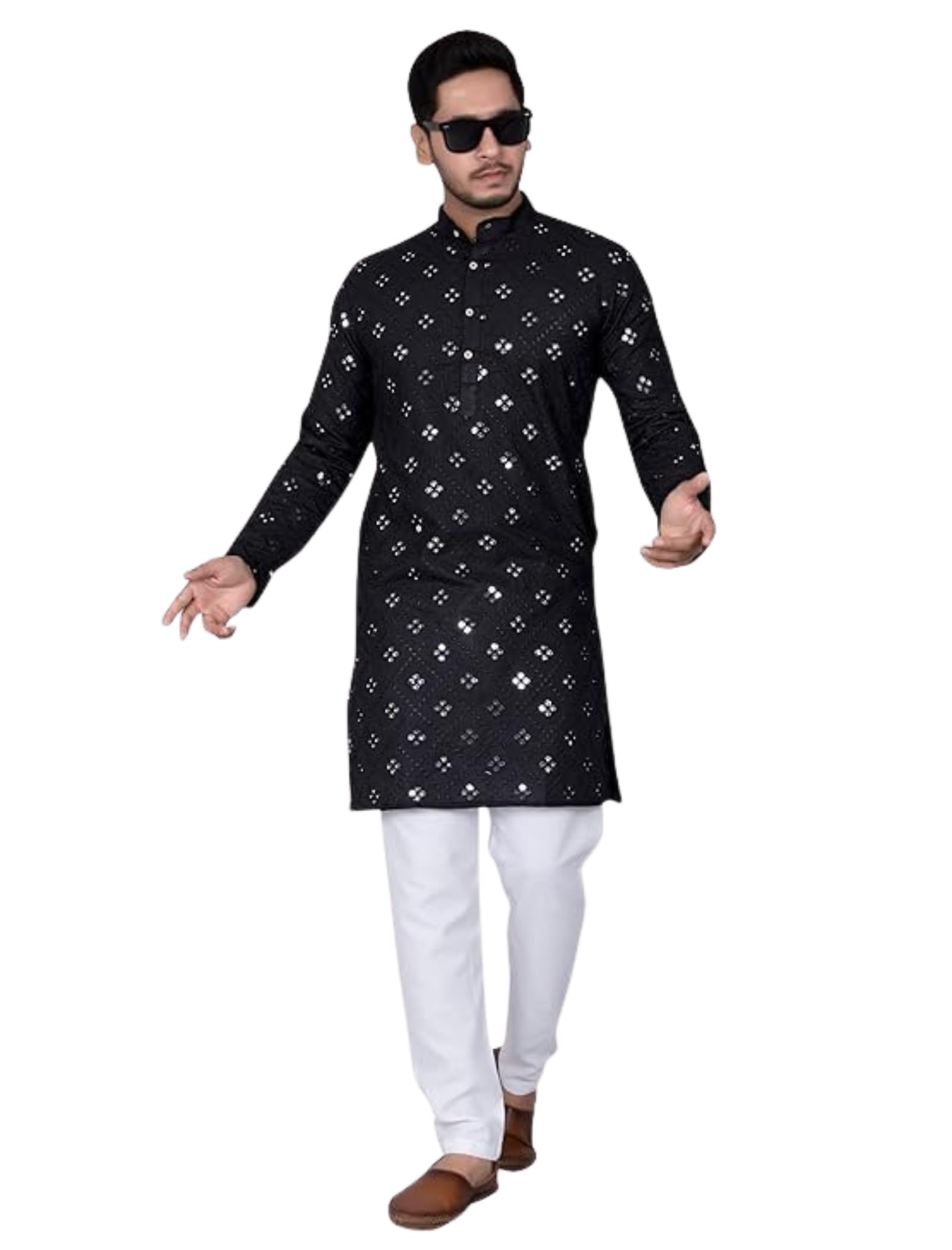xepon Latest Pure Soft Cotton Kurta for Men with Embroidery Sequence Mirror Work-picture-12