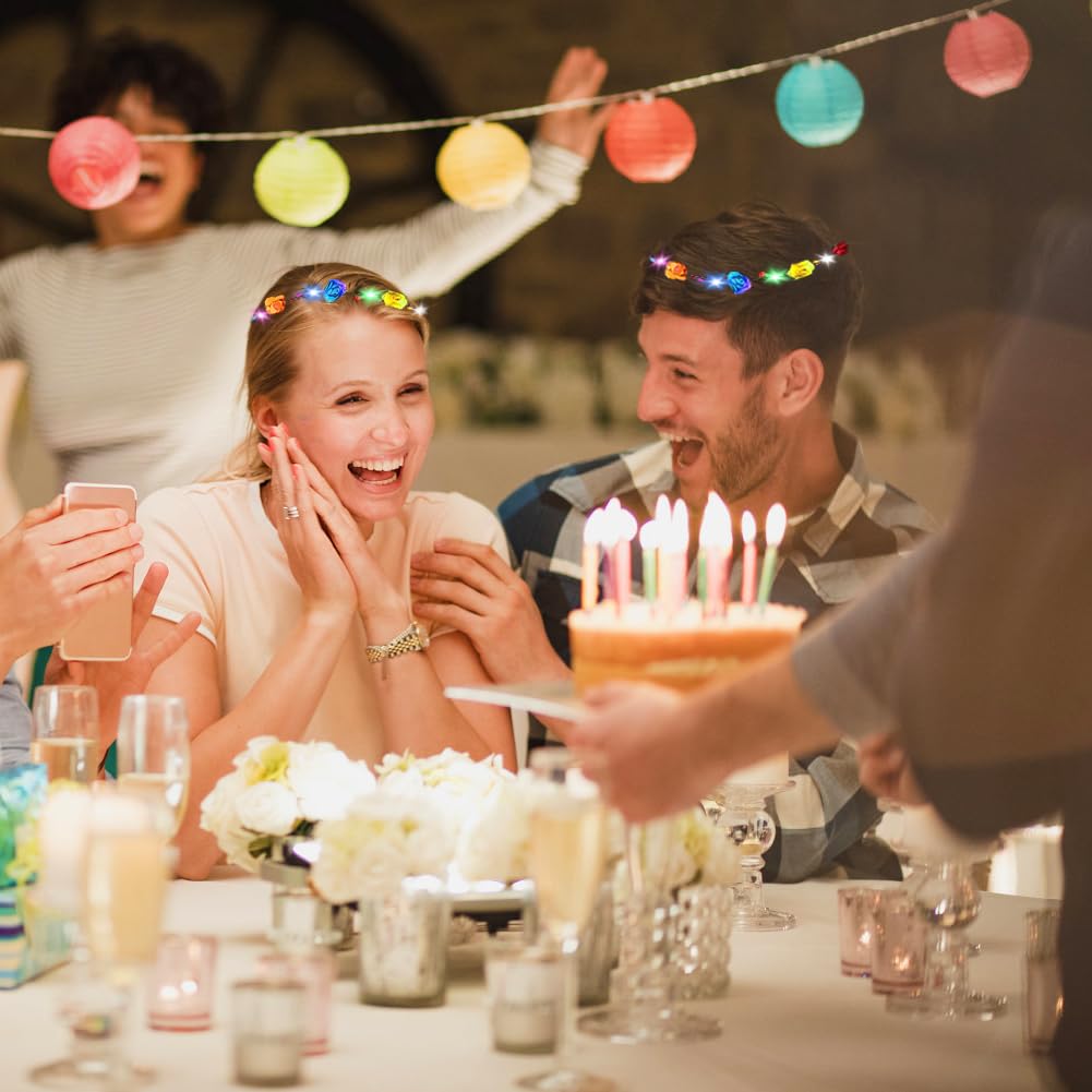10 diademas de flores LED con diez flores y 10 luces LED, para fiestas, festivales, bodas