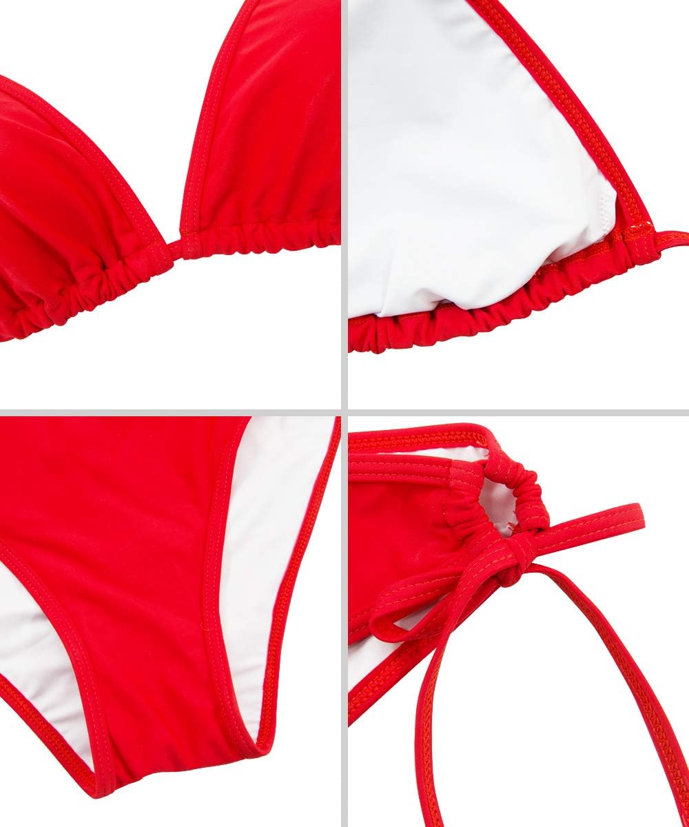 Durio Bikini para mujer push up sexy de 2 piezas, conjunto de bikini con triángulo, parte inferior de bikini amplia ajustable