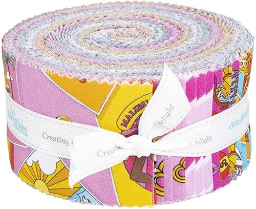 Miniatura 7 de Riley Blake Colección de mercancía temática de Barbie, incluyendo apiladores de 5 pulgadas, rolies, paneles y más (Barbie Girl Main Blush 72 x 43