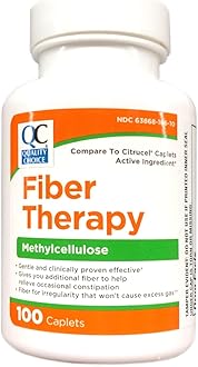 Quality Choice Fiber Therapy Caplets, 100 Count Gentle Fiber Laxative with Methylcellulose for Constipation Relief, Regularity Support, Gluten-Free, Non-Allergenic, Gentle & Effective