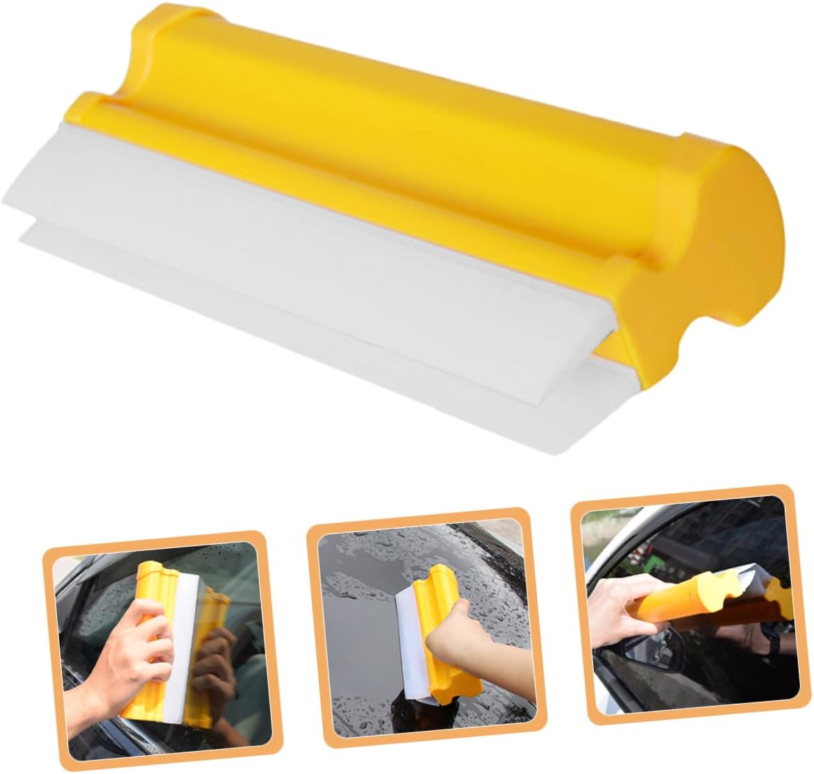 Unomor Double Row Silicone Squeegee for Car Window Cleaning Quick Dry Wiper Blade for Mirrors Shower Doors and Windshields Material Easy to Use for Home and Automotive Care