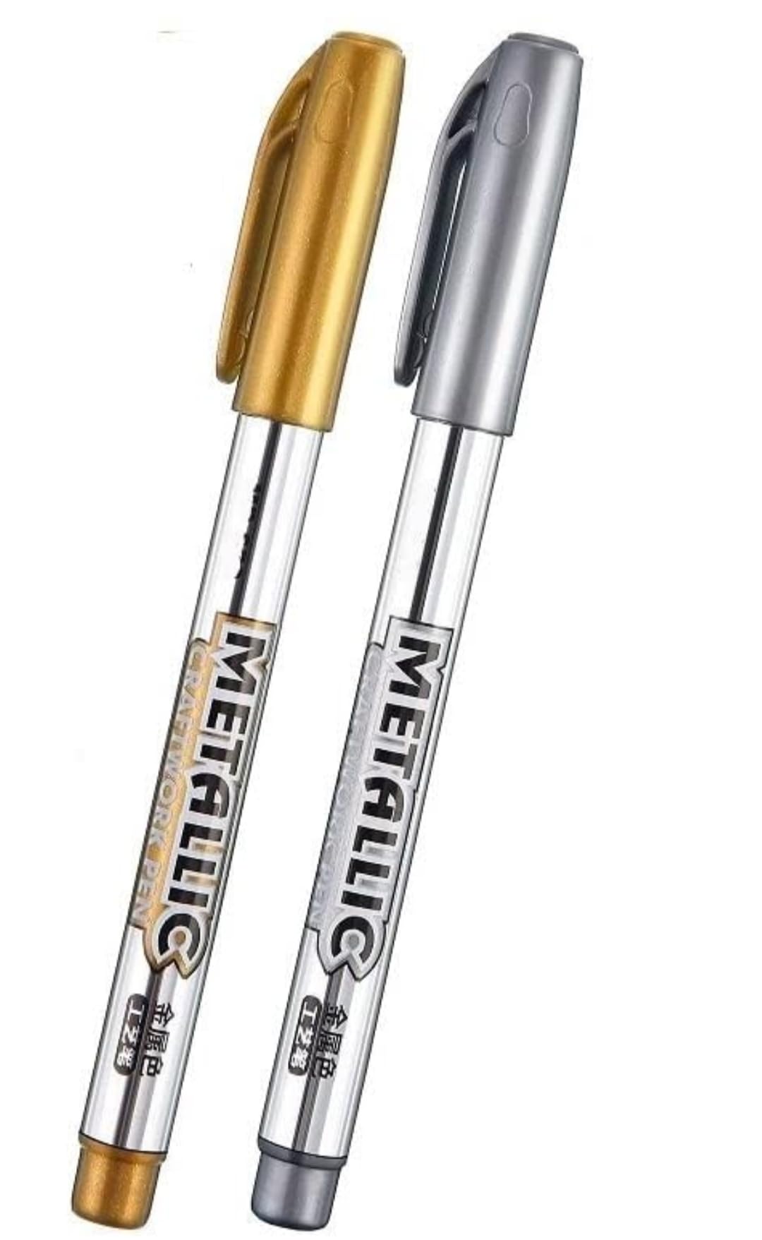 FEELHIGH Bold Metallic Craftwork Pens Waterproof Permanent Art Painting Darwing Marker Pen, for Card Making/DIY Photo/hand-painted/Album Scrapbooking/Stone Glass (Gold & Silver)