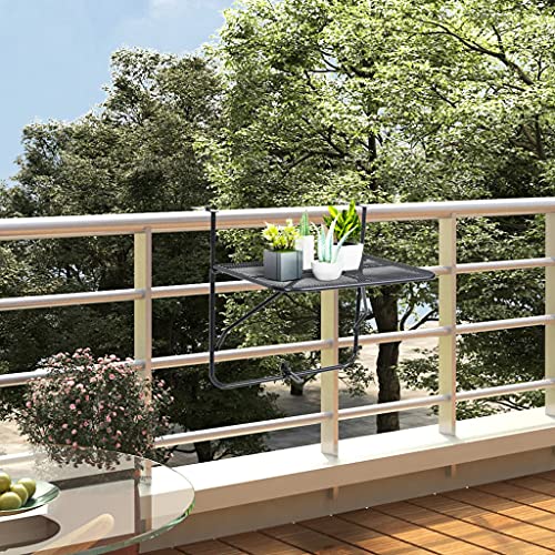 Woonisher Table de Balcon Noir 60x40 cm Acier Table Jardin Exterieur Salon de Jardin Pas Cher