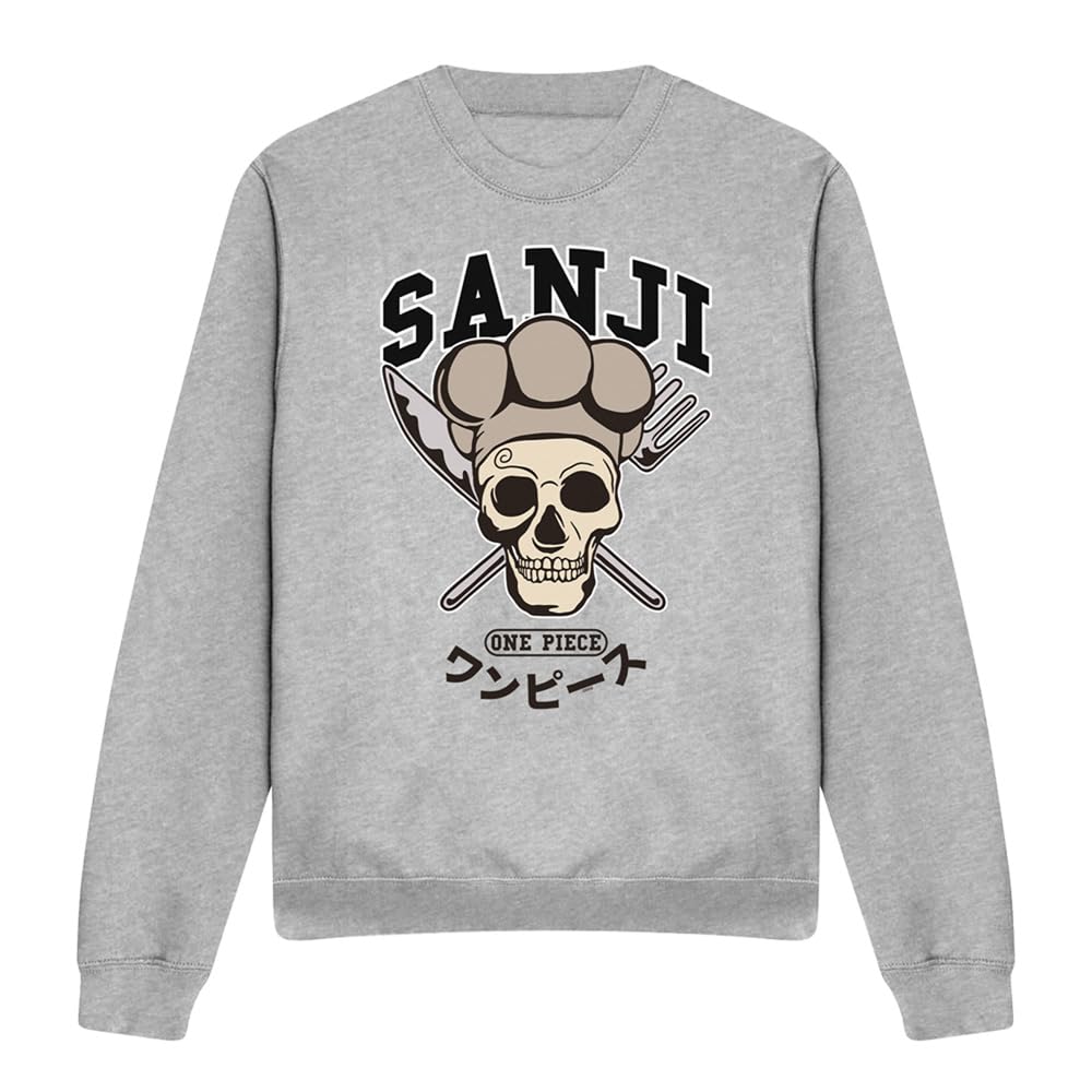 One Piece Sanji Collegic Skull Unisex Sweatshirt, Athletic Heather, Small