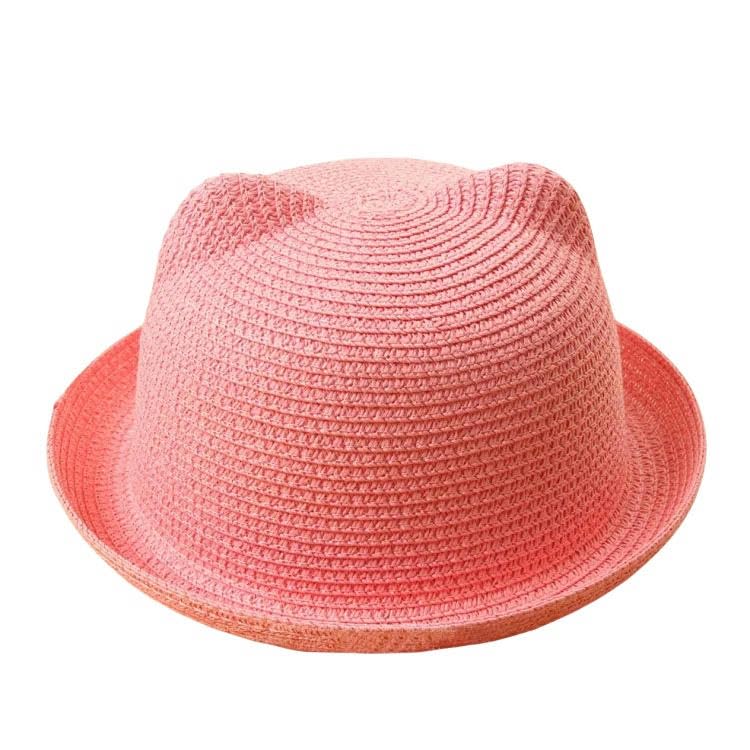 Sombrero De Pescador Para Bebés Sombrero De Paja De Peinado Cubo De Verano Sombrero De Sol Orejas Lindas Sólido de Felpa Sombrero De Playa para Niños