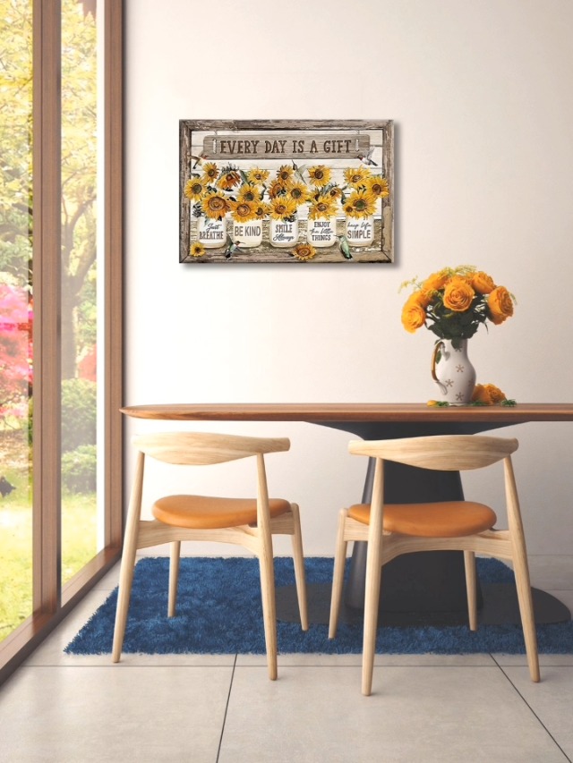 ひまわり Amazon.com: Farmhouse Sunflower Picture Wall Decor for Bedroom