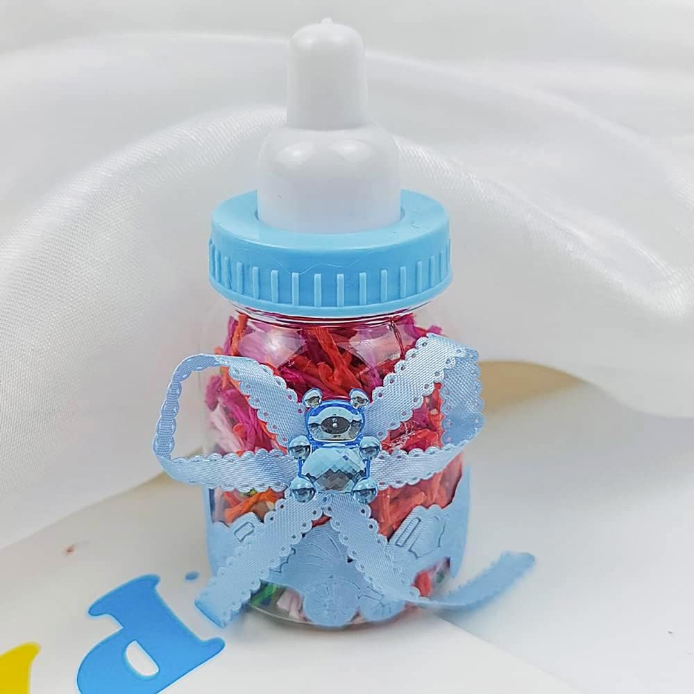 12 pcs Bouteille de Bonbons, Mini Boîte Cadeau Style Mangeoire à Remplir avec Ours pour Cadeaux de Fête Fournitures de Sainte Communion Garçon Fille Baptême Anniversaire Décoration