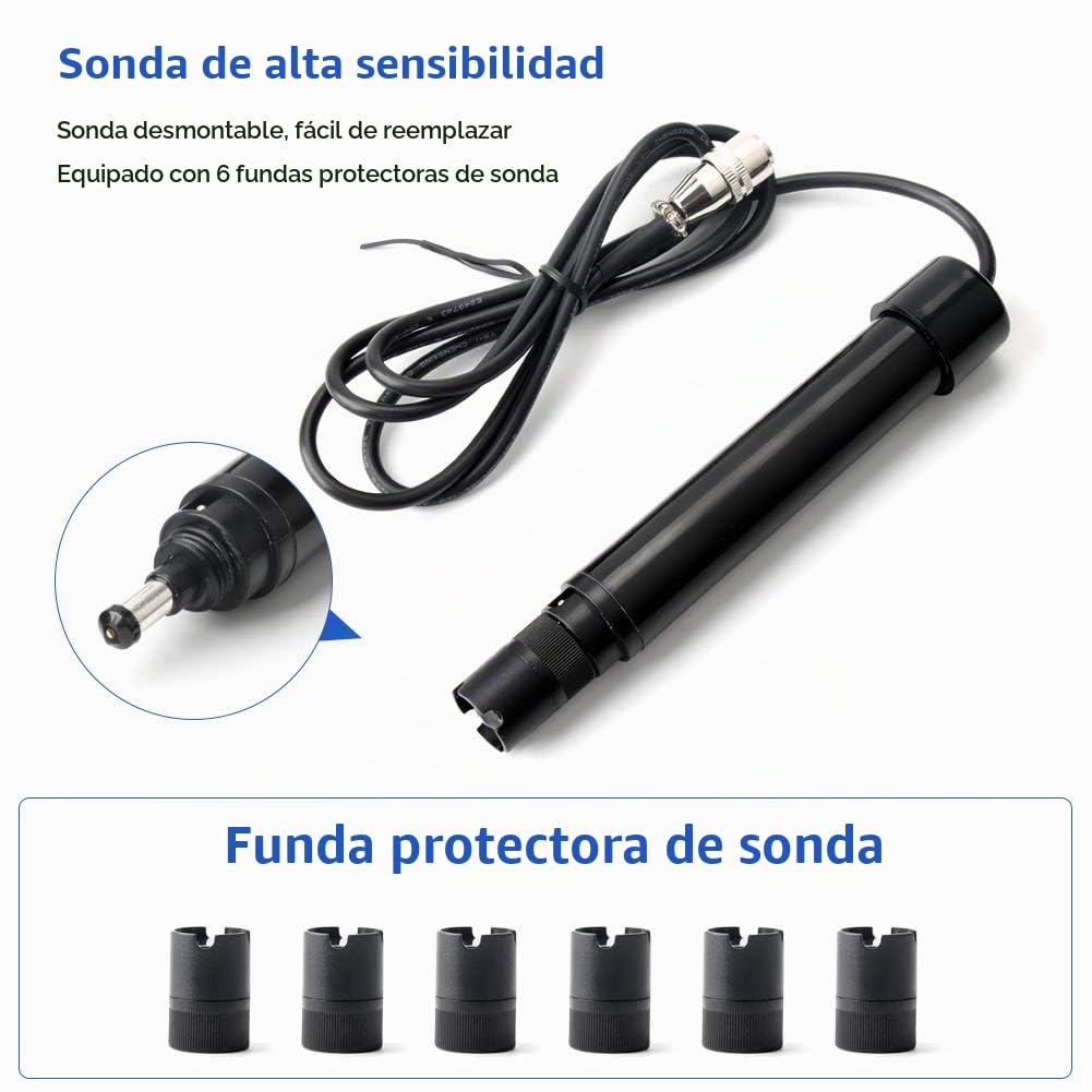 BuyWeek Medidor de OxíGeno Disuelto Analizador de Oxígeno Disuelto, 0,0-30,0 Mg/L Bluetooth Inteligente para Monitoreo de Agua
