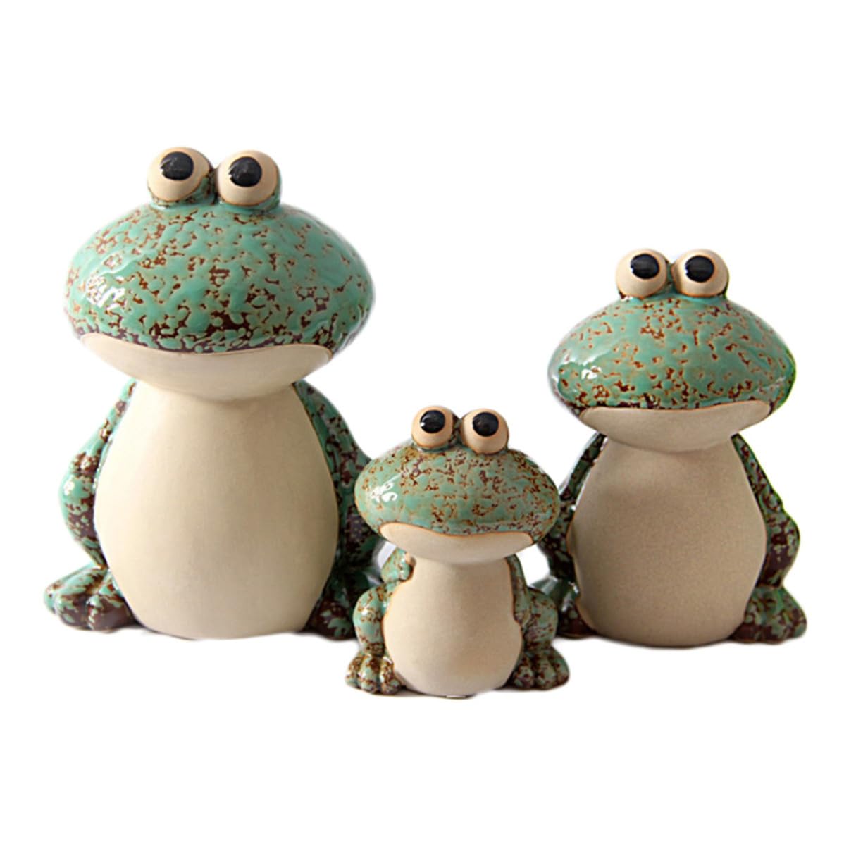 Yardenfun 1juego Figuras Decorativas de Cerámica Forma de Ranas Verdes para Escritorio Adorno Creativo para Hogar y Oficina Estatua de Cerámica Suave y Vistosa