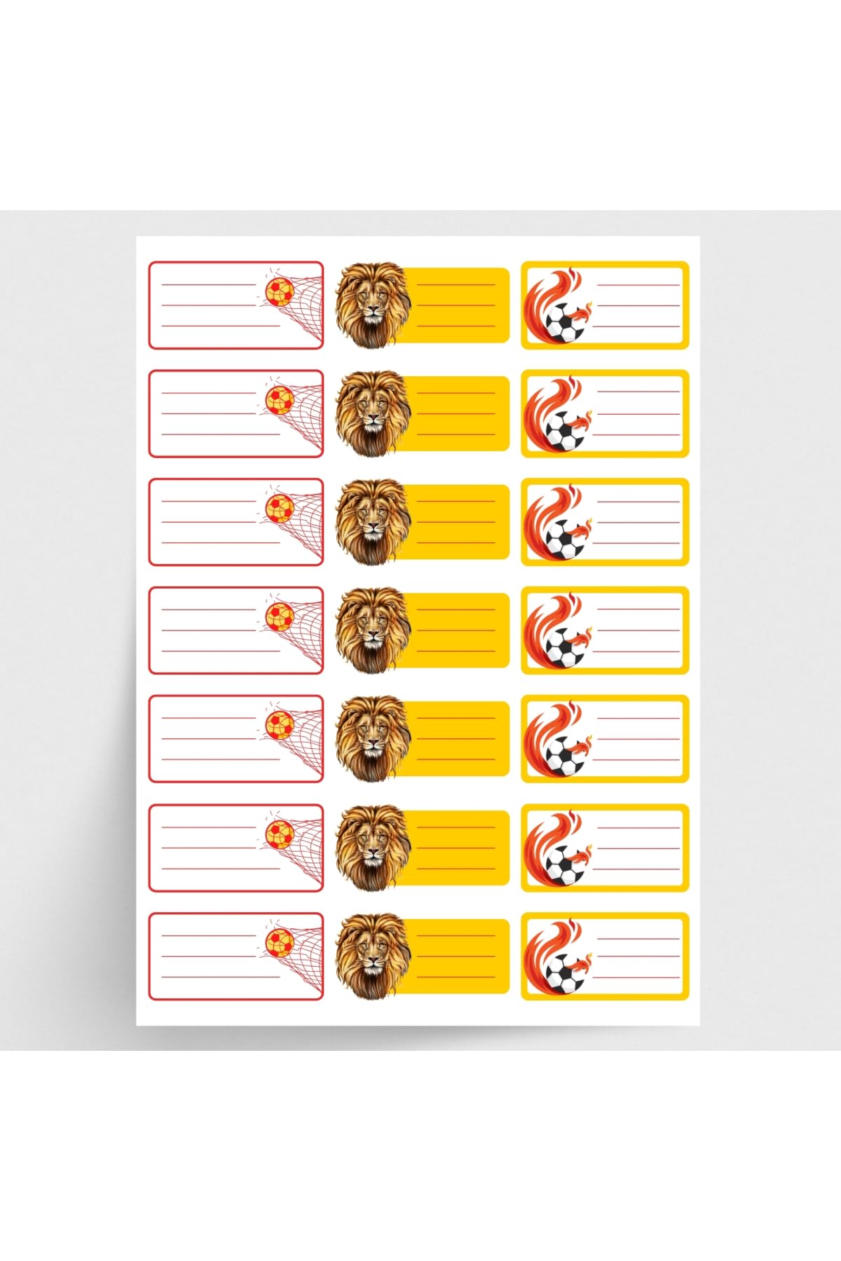 Bimotif Sarı-Kırmızı isimlik okul etiketi, sticker seti, 210 adet