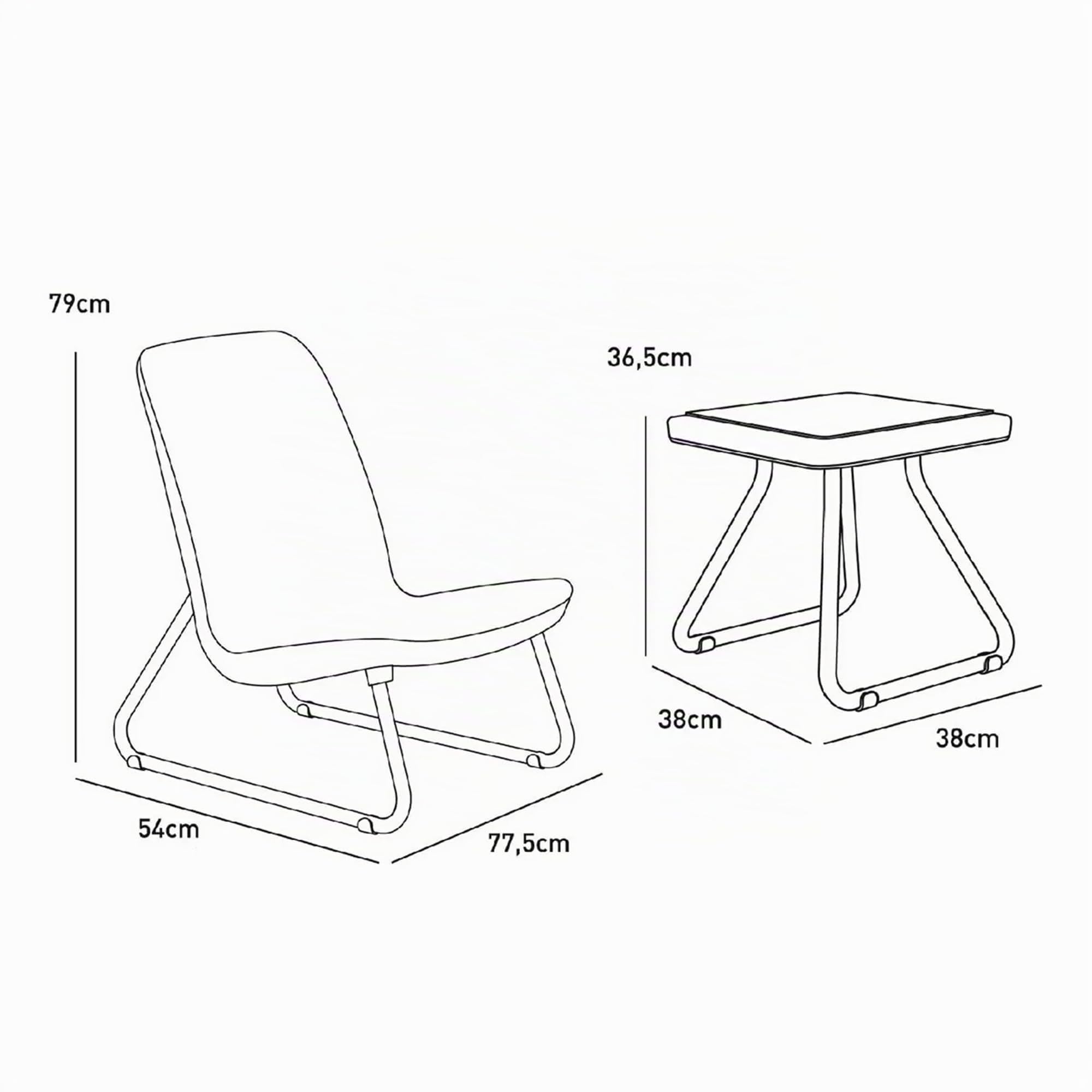 Keter 17197637 Lounge Set Rio, Rattanoptik, Kunststoff, weiß, Mittel