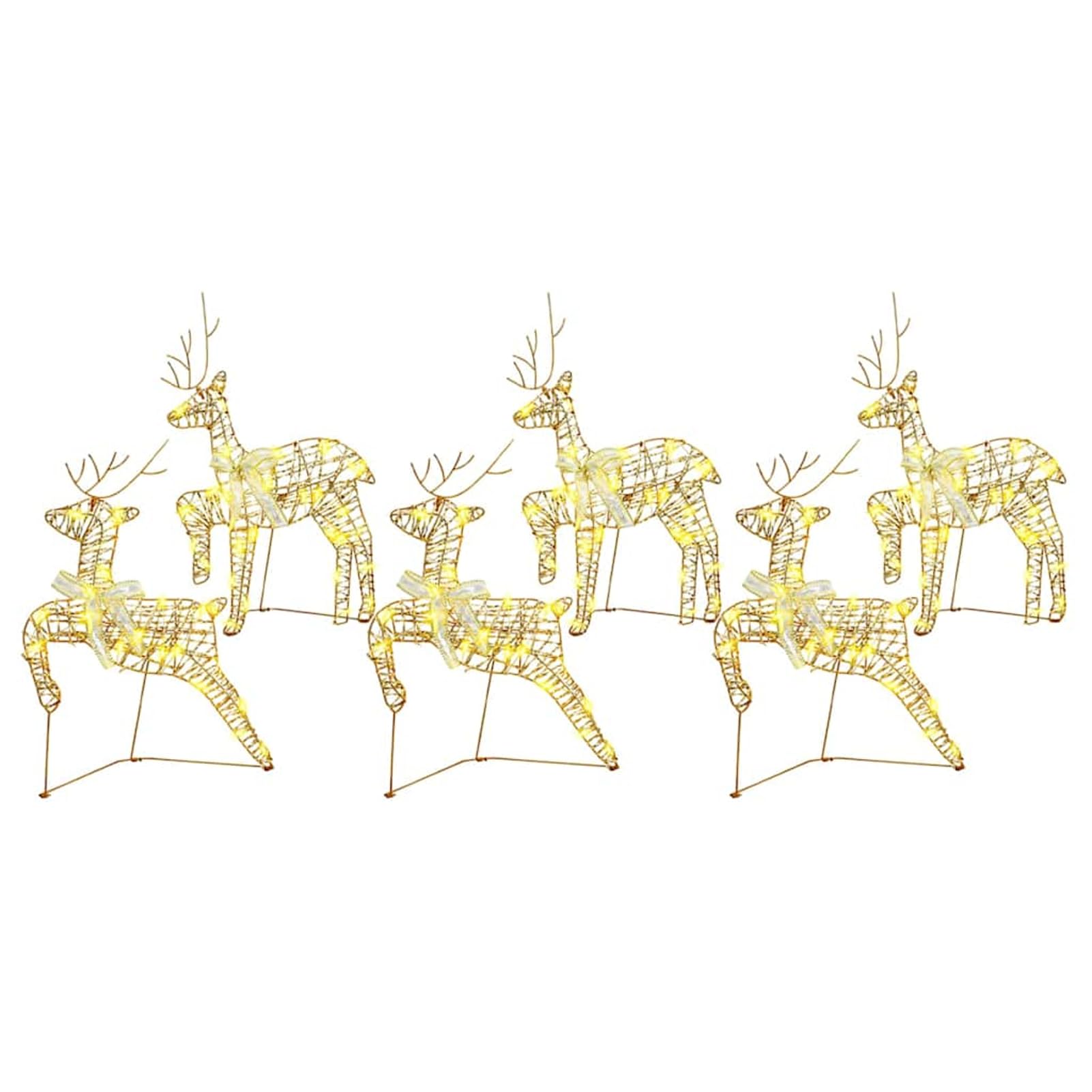 Gecheer LED Rentiere mit 180 LEDs 6 pcs Gold Haustier, Weihnachtsdekoration für Weihnachtsmarkt Festliche Eventdekoration Garten Rasen Terrasse Vorgarten Fassade3399385