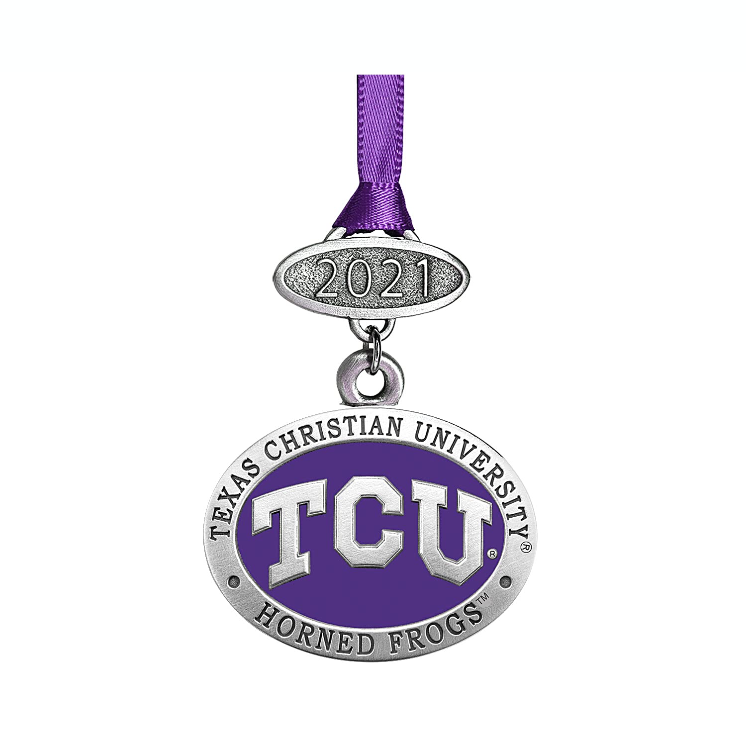 Heritage Pewter TCU Class of 2025 Ornament | Graduation Gift | Hand-Sculpted Christmas Tree Ornament | Intricately Crafted Metal Pewter Alma Mater Inlay