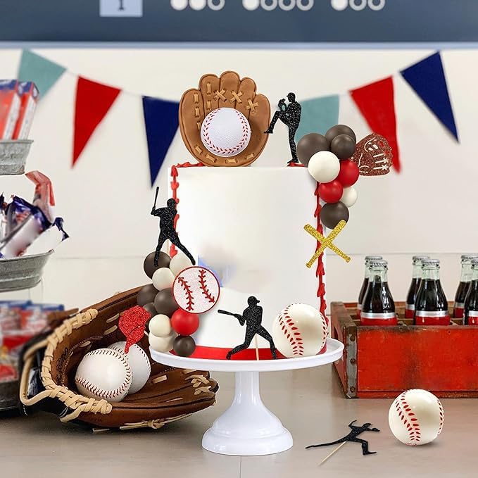 Baseball Cake Decorations Sports Theme Party Decoration Supplies Baseball Themed Happy Birthday Cake Topper Party Decorations