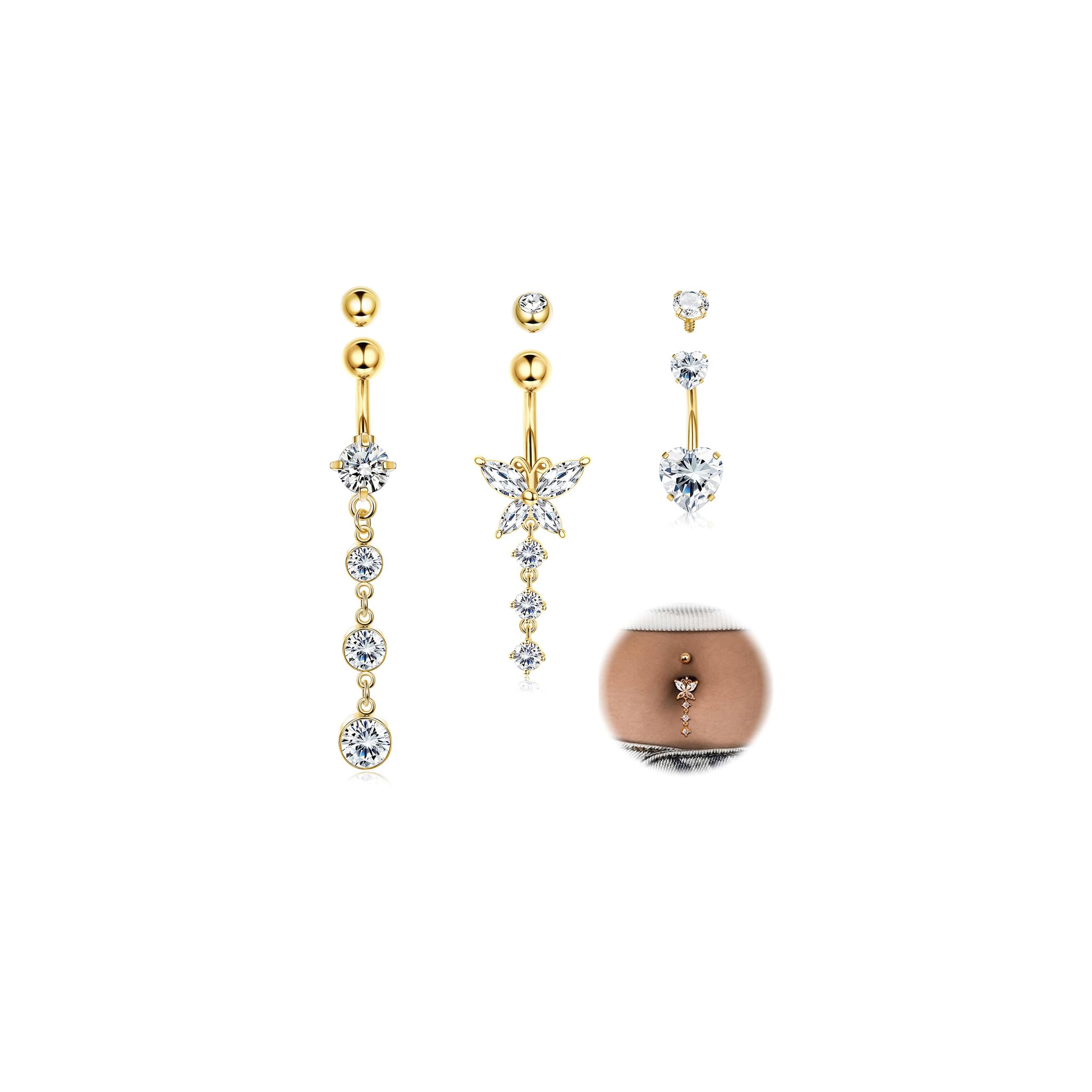 YADOCA 14G Bauchnabelpiercing Chirurgenstahl Gold Piercing B