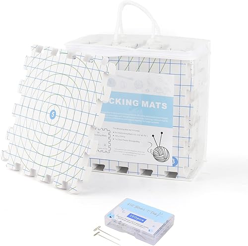 Yrangee Alfombrillas de bloqueo para ganchillo, tabla de bloqueo extra gruesa para ganchillo, paquete de 9 alfombrillas de bloqueo de tejido con 100