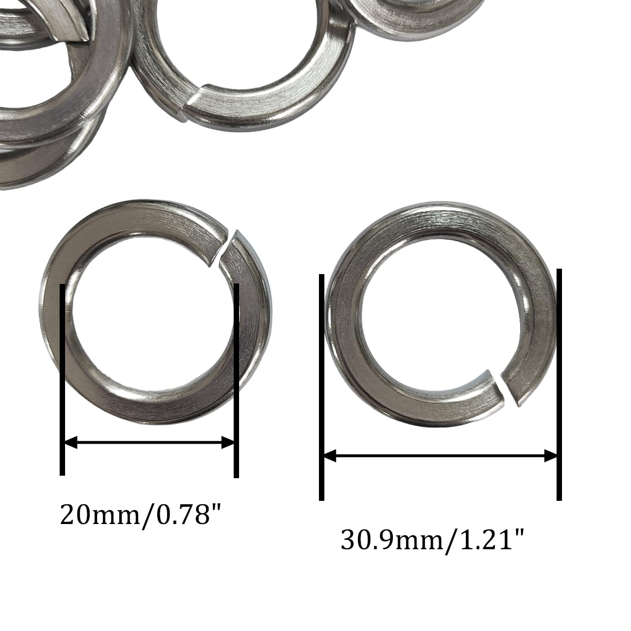 M20 Split Lock Washer, 304 Stainless Steel Spring Lock Washer, 18Pcs