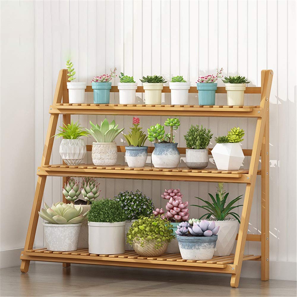 Amazon.co.jp: 植物スタンド棚屋外 竹ラダーシェルフ折り畳み式多機能